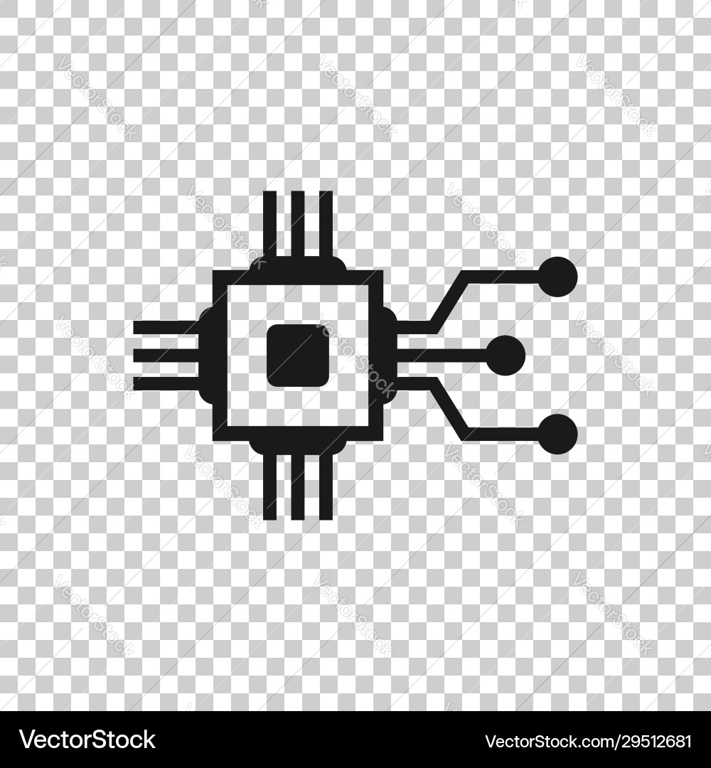 Computer chip icon in flat style circuit board Computer chip icon in flat style circuit board vector image