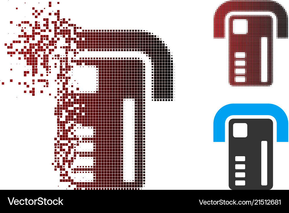 Dissolving pixel halftone atm machine icon Dissolving pixel halftone atm machine icon vector image