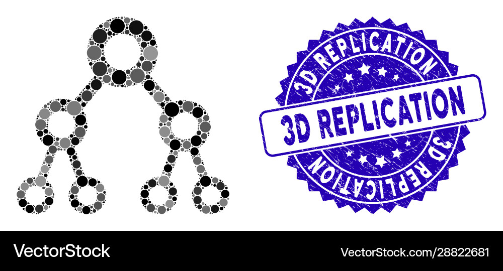 Mosaic binary tree icon with grunge 3d replication Mosaic binary tree icon with grunge 3d replication vector image