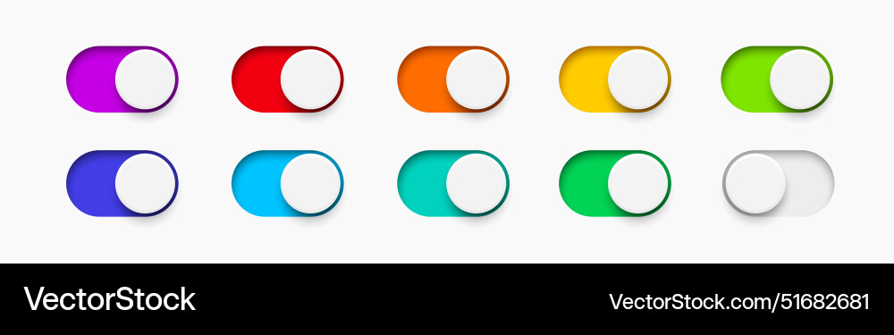 On and off toggle switch buttons material design On and off toggle switch buttons material design vector image