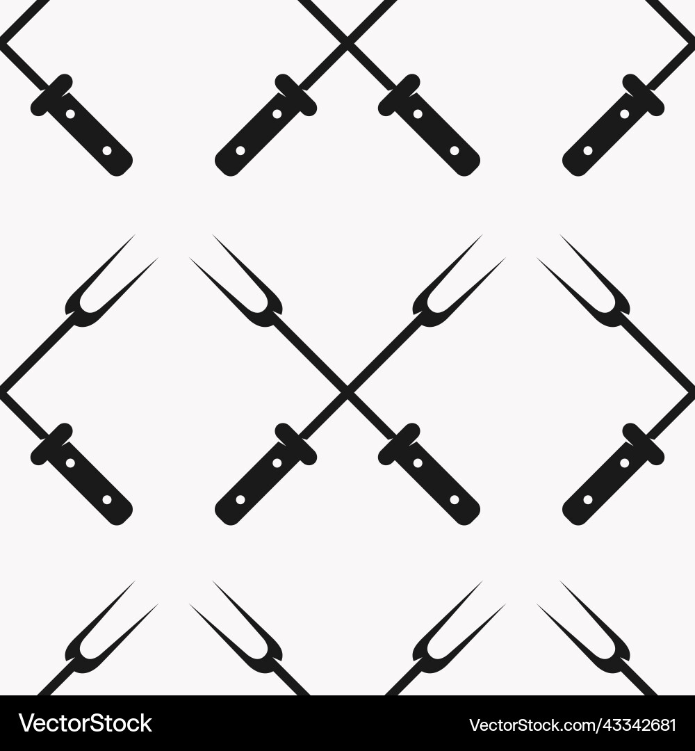 Seamless pattern with crossed bbq fork Seamless pattern with crossed bbq fork vector image