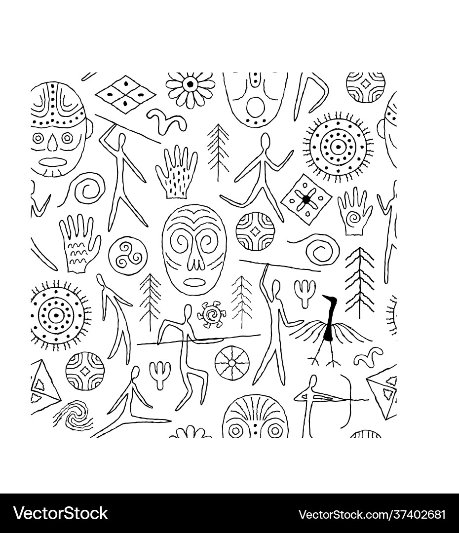 Seamless pattern with decorative elements and man Seamless pattern with decorative elements and man vector image
