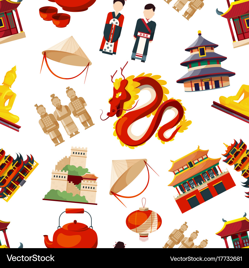 Seamless patterns with elements of traditional Vector Image
