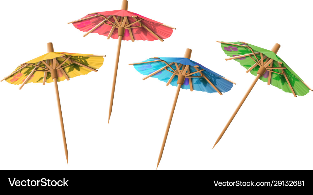 Set four cocktail umbrellas in different Vector Image