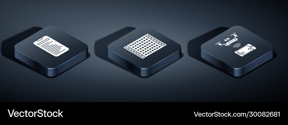 Set isometric computer api interface remote Set isometric computer api interface remote Vector Image