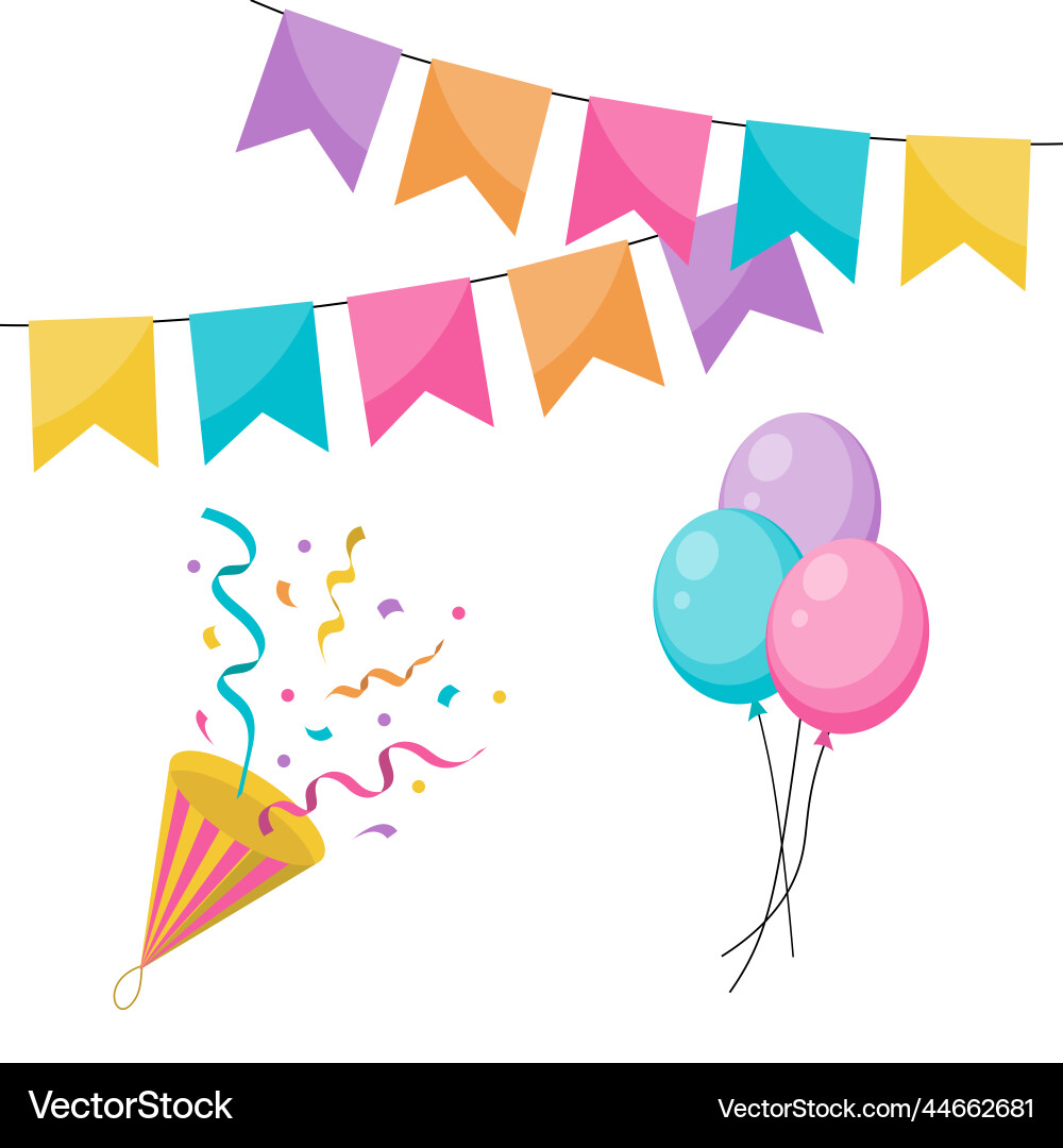 Set of party design elements Set of party design elements Vector Image