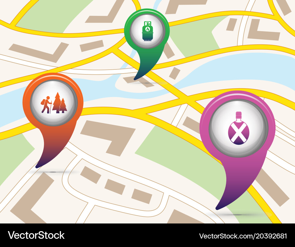 Set of tourism service map pointers vector image