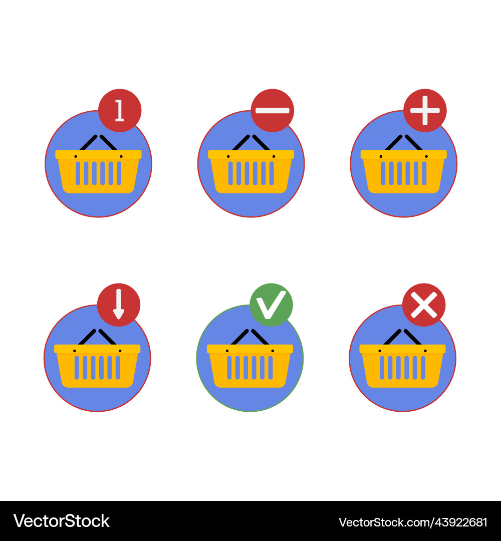 Shopping icons with basket to add or remove check Shopping icons with basket to add or remove check vector image