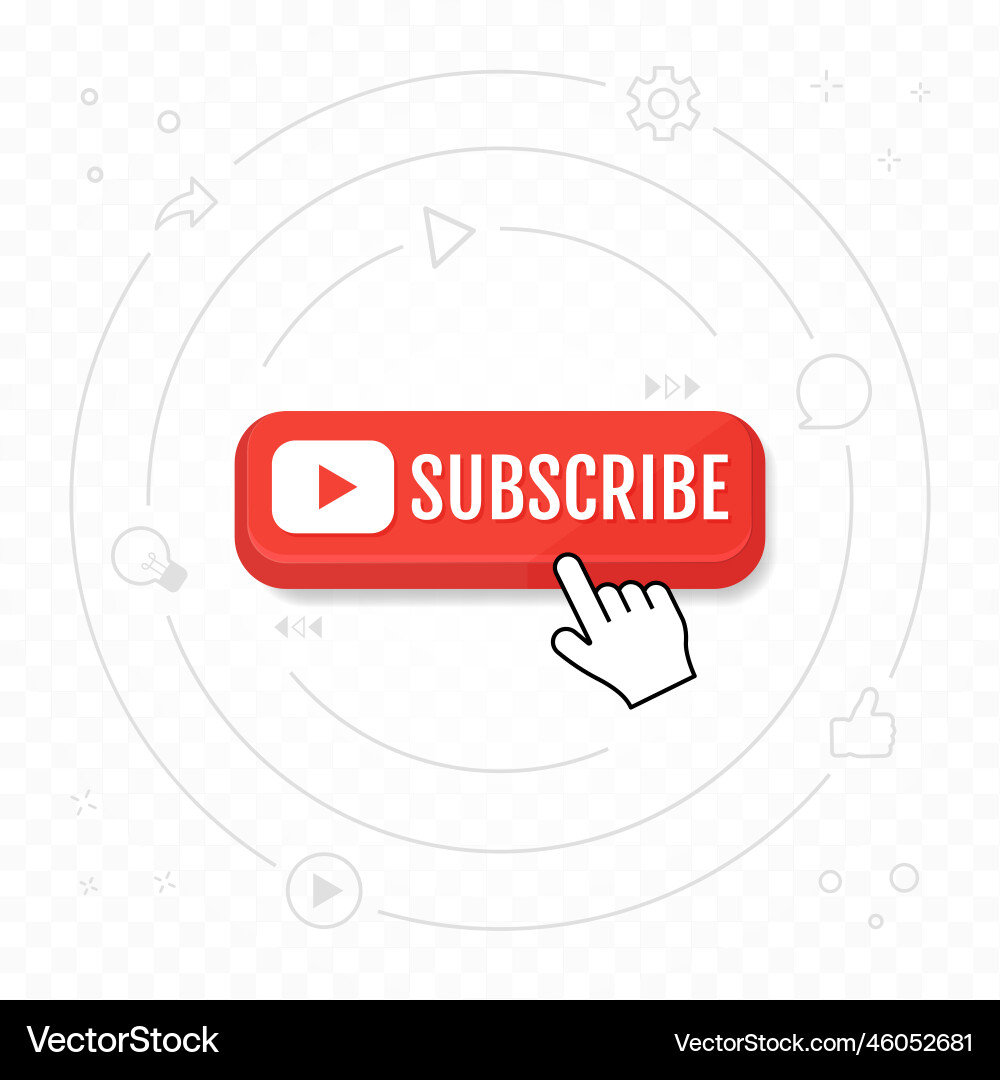 Subscribe call button and hand cursor red Subscribe call button and hand cursor red vector image