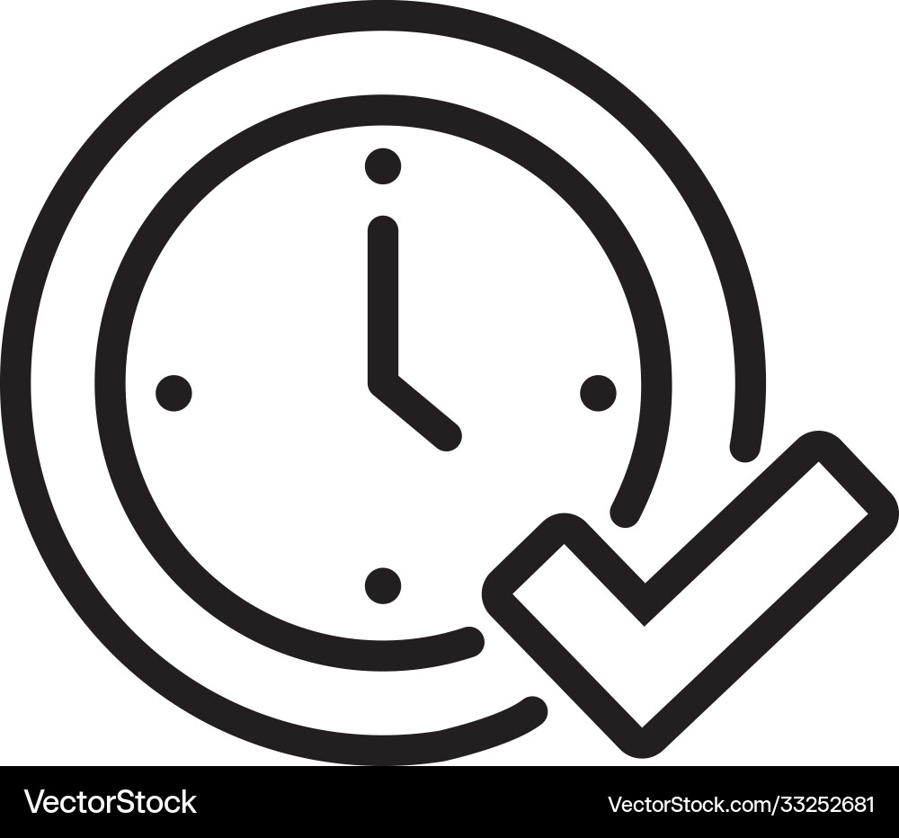 Time clock with check symbol line style icon vector image