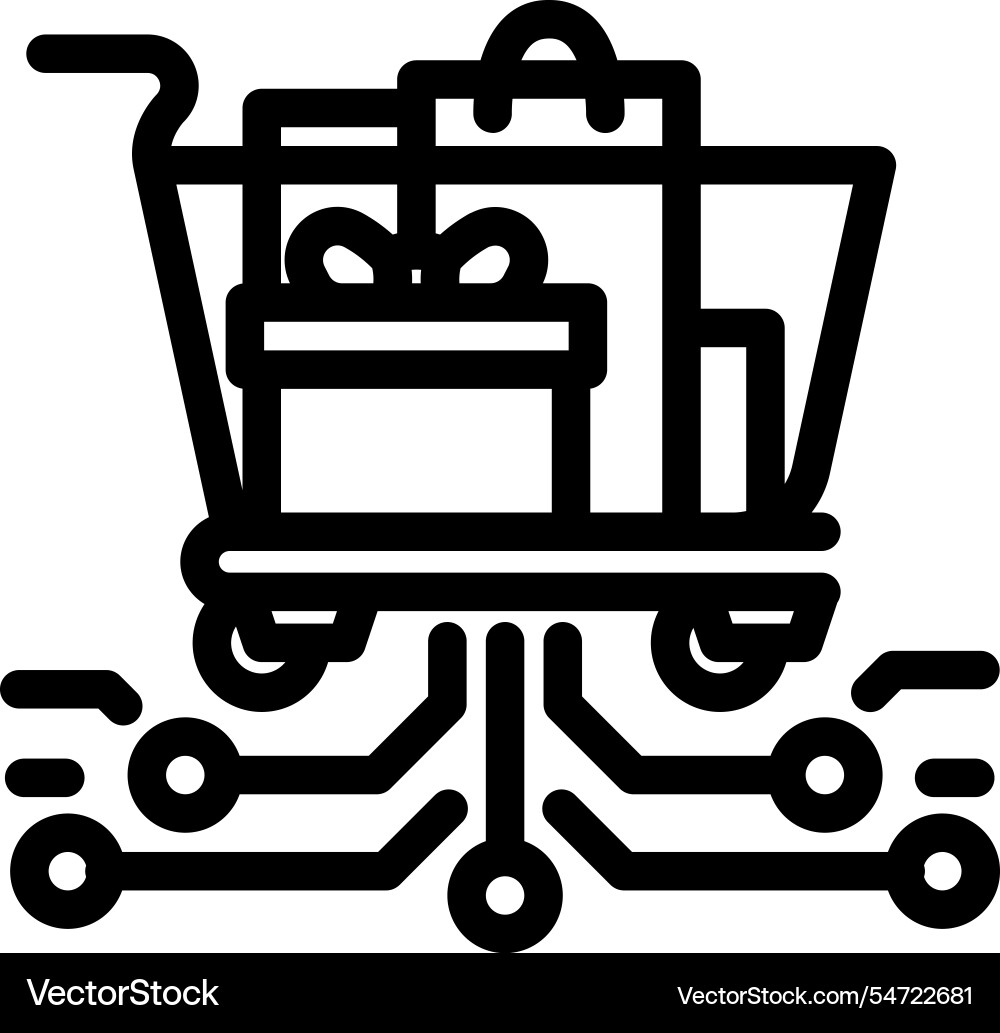 Virtual shopping cart augmented reality line icon Virtual shopping cart augmented reality line icon Vector Image