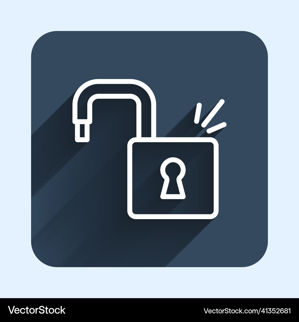 White line open padlock icon isolated with long White line open padlock icon isolated with long vector image