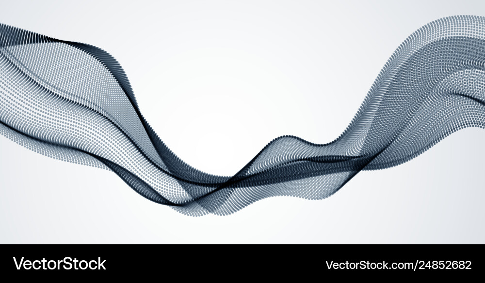 3d particles mesh array sound wave flowing round Vector Image