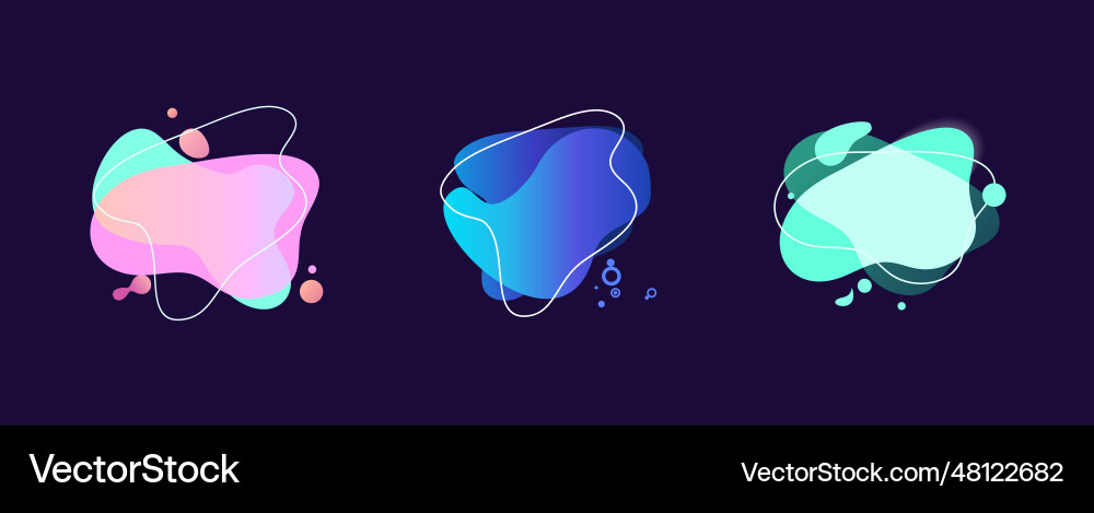 Abstract neon blob set on dark violet background Abstract neon blob set on dark violet background vector image