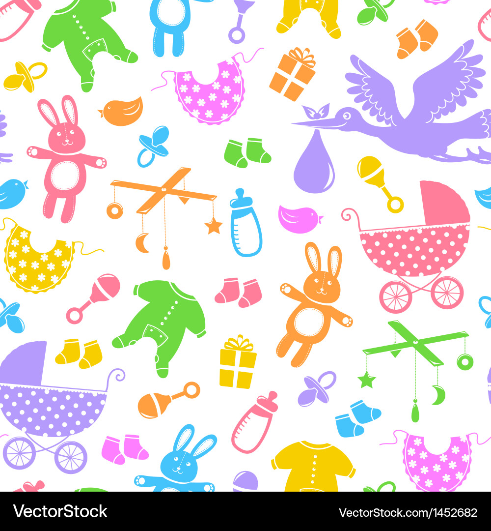 Baby Items Pattern - Colorful vector image