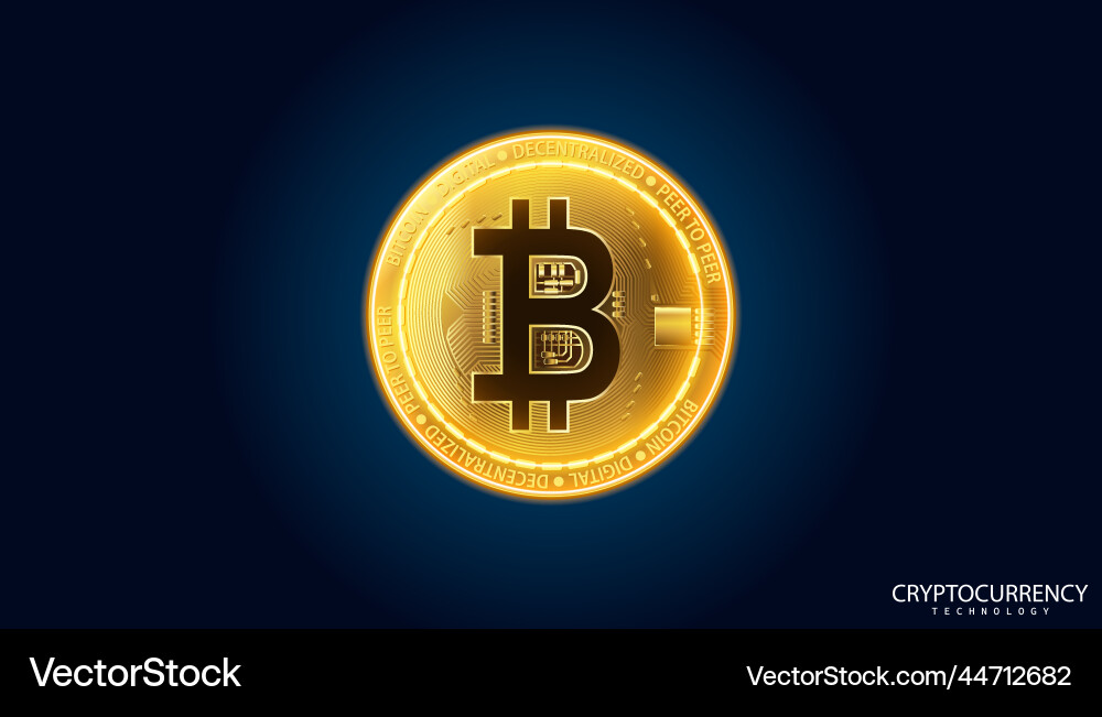 Bitcoin image on the background decentralized Vector Image