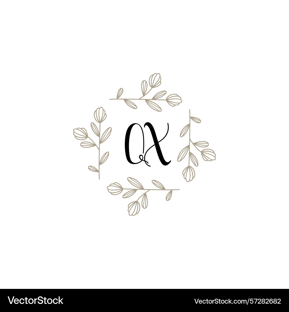 Botanical monogram logos with initial qx Vector Image