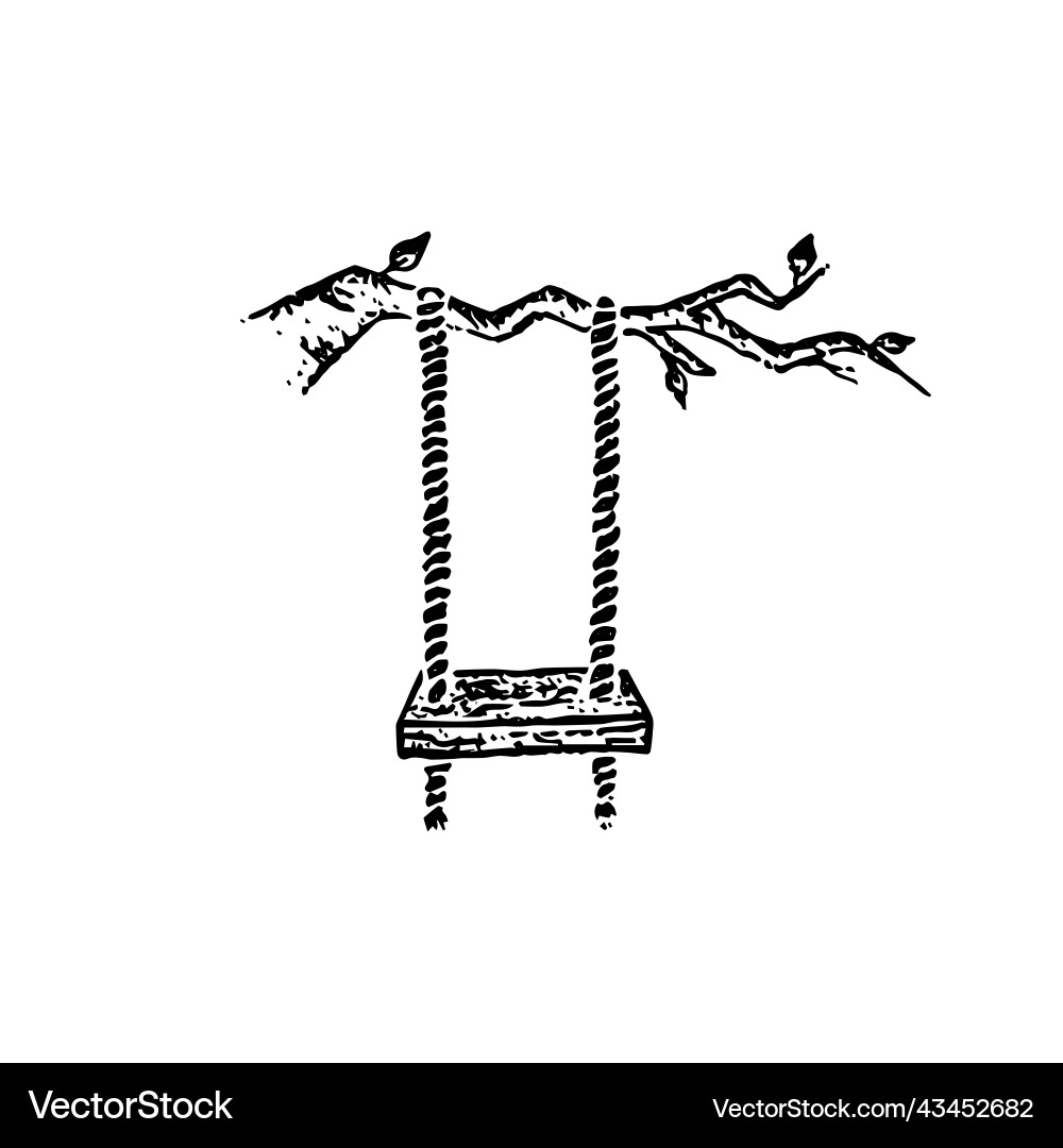 Branch Swing Dotwork Sketch Vector Image
