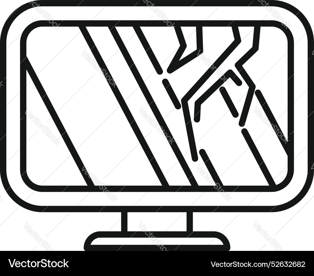 Broken computer monitor showing cracks on screen Broken computer monitor showing cracks on screen vector image