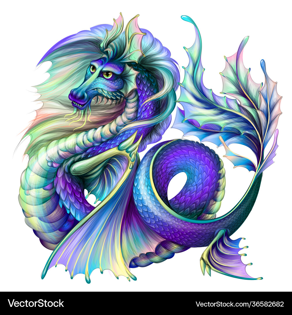 Dragon multi-colored water Dragon multi-colored water vector image