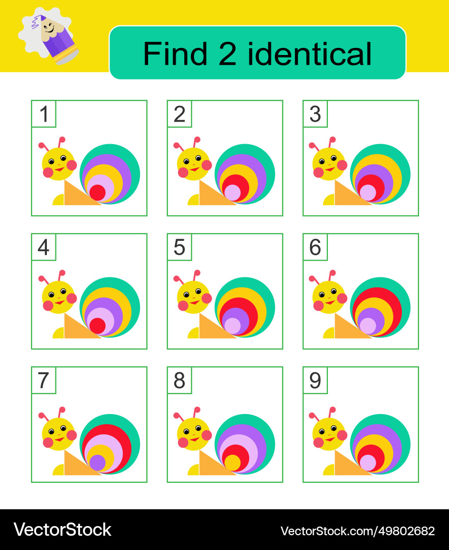 Fun puzzle game need to find two identical Fun puzzle game need to find two identical vector image