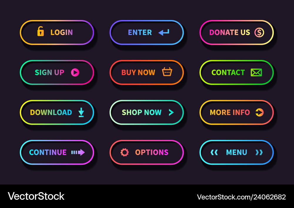 Gradient action buttons flat web submit form Gradient action buttons flat web submit form vector image