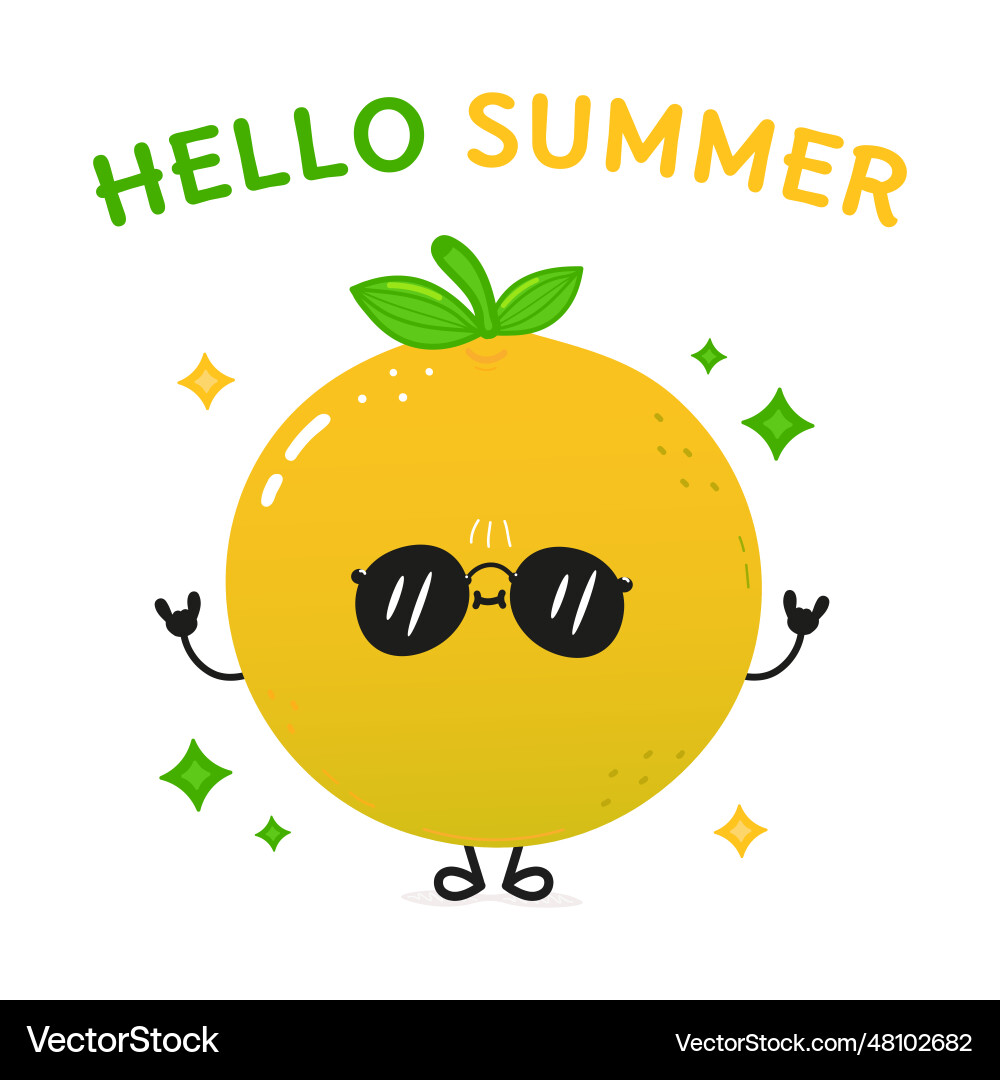 Grapefruit character hello summer card Grapefruit character hello summer card vector image