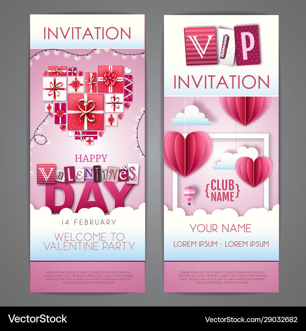 Happy valentines day invitation design with love Happy valentines day invitation design with love vector image