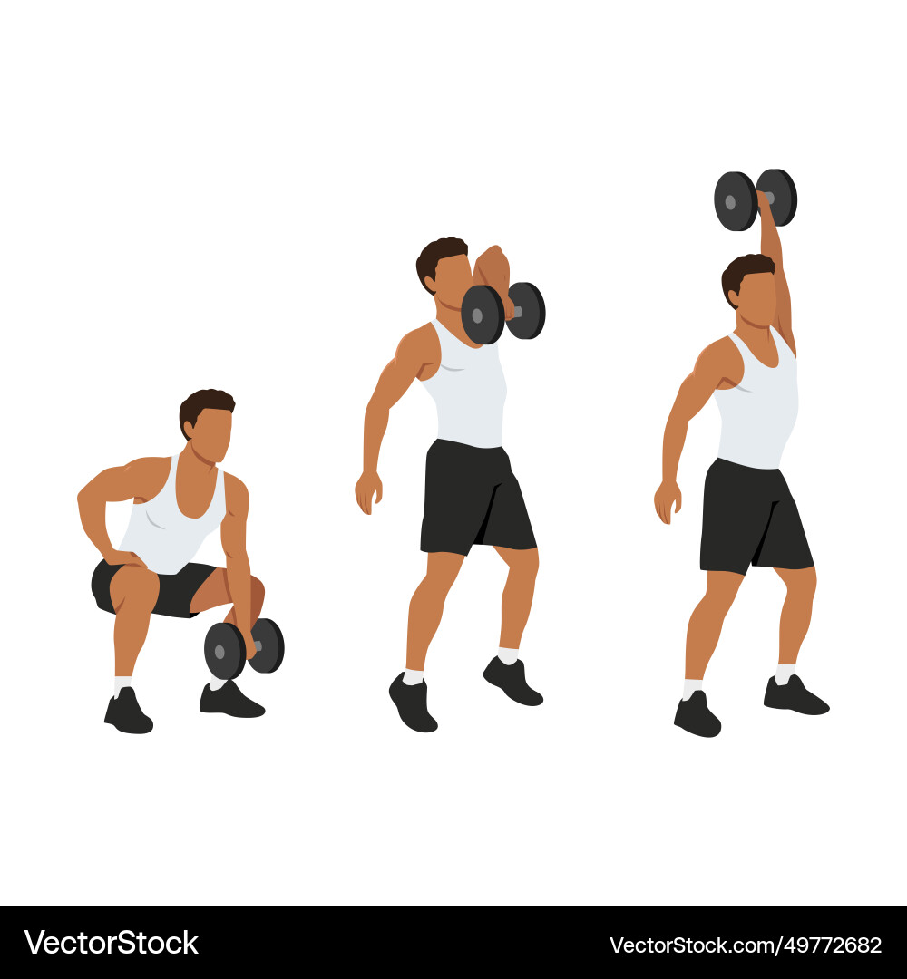 Man doing one arm dumbbell snatch exercise Man doing one arm dumbbell snatch exercise vector image