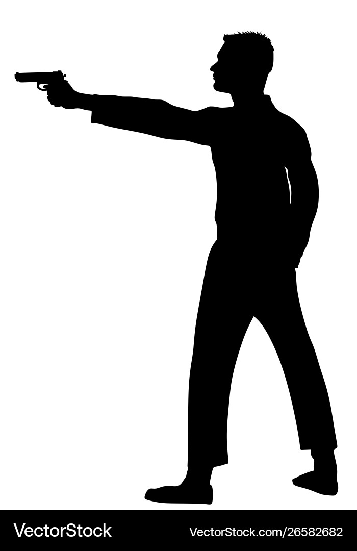 Man with gun silhouette policeman pistol Man with gun silhouette policeman pistol vector image