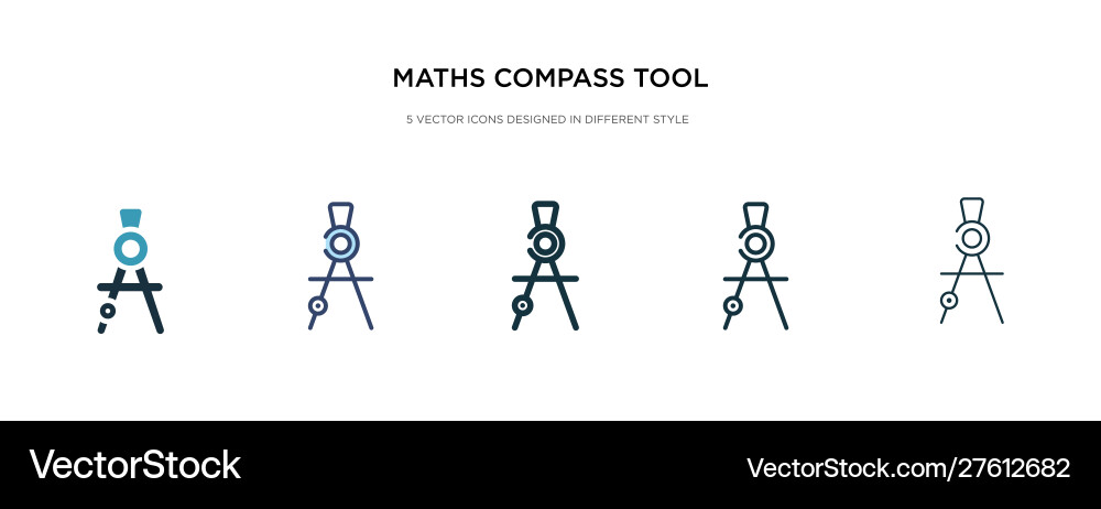 Maths compass tool icon in different style two Maths compass tool icon in different style two Vector Image