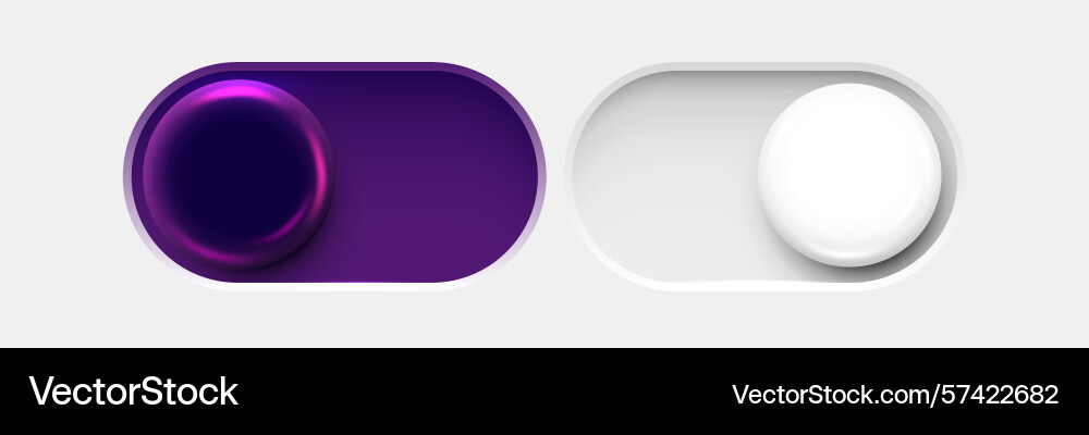 On and off toggle switch buttons dark mode vector image