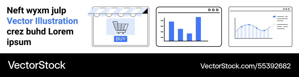 Online shopping cart with data analytics Online shopping cart with data analytics Vector Image