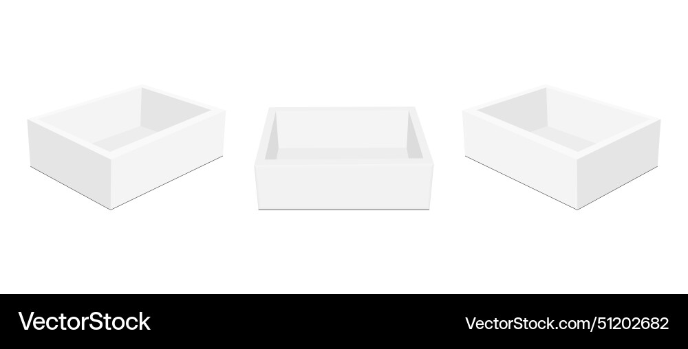 Paper tray boxes empty mockup front side view vector image