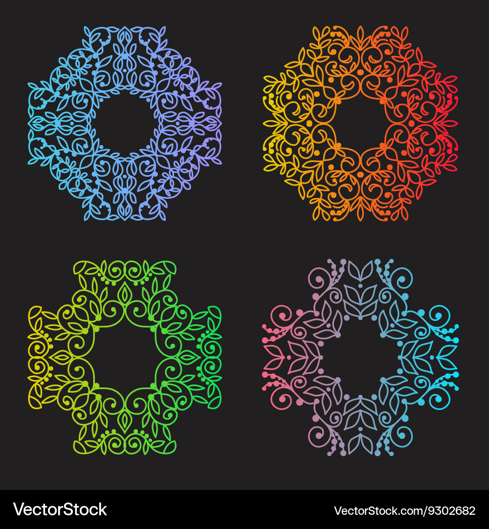Patterns set in trendy mono line style vector image