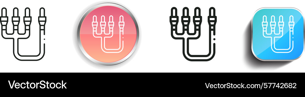 Rca cable icon thin linear regular and button vector image