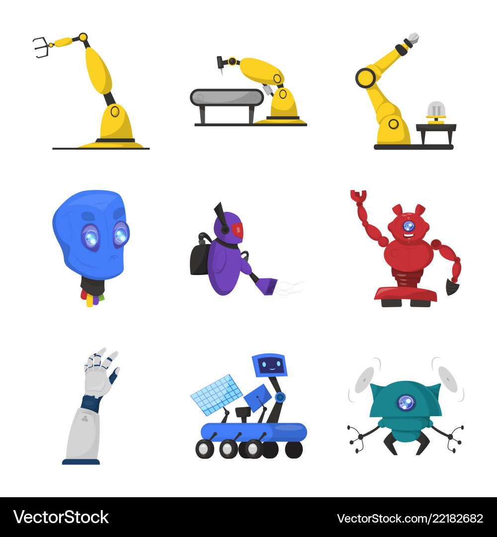 Robot and factory icon Robot and factory icon vector image
