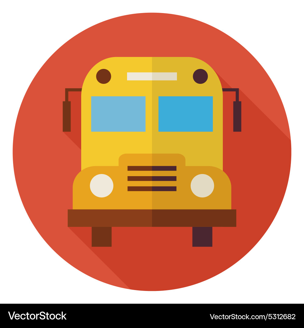 Schulbus Icon - Flacher Kreis Vektorbild