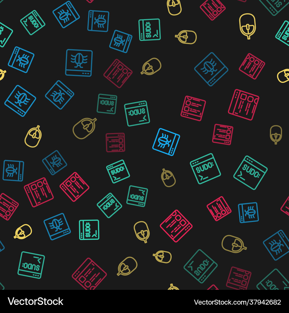 Set line system bug code terminal computer mouse Set line system bug code terminal computer mouse vector image