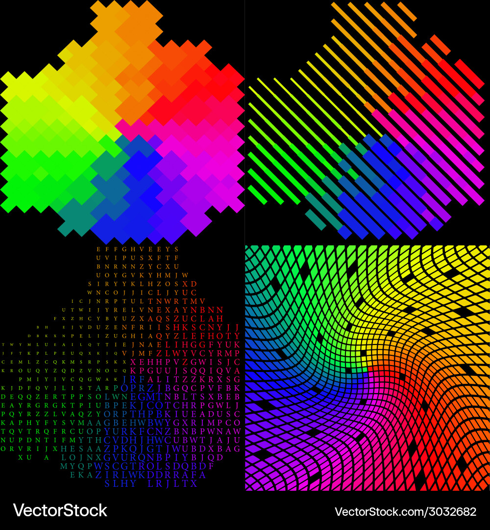 Set of multicolored mosaic abstract background vector image