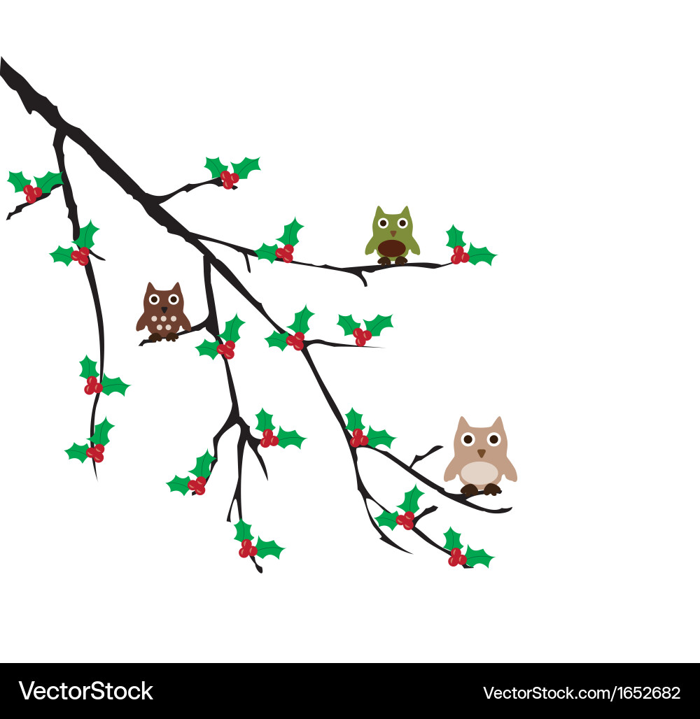 Tree Branch with Owls vector image