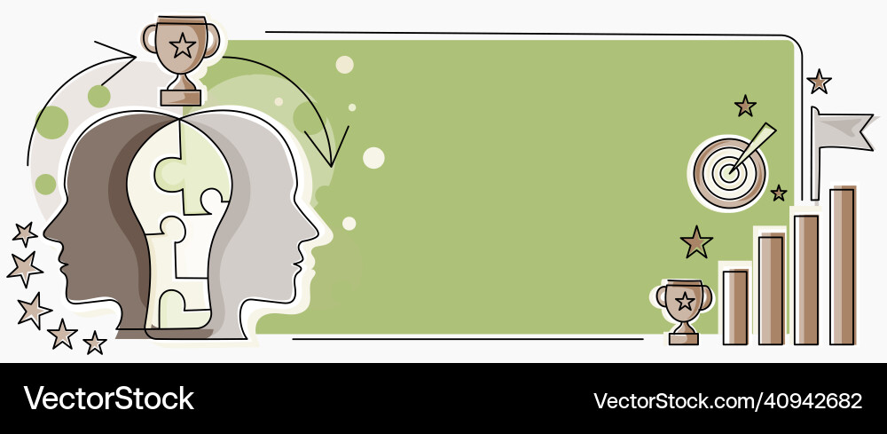 Two Heads Puzzle - Collaboration & Problem Solving vector image