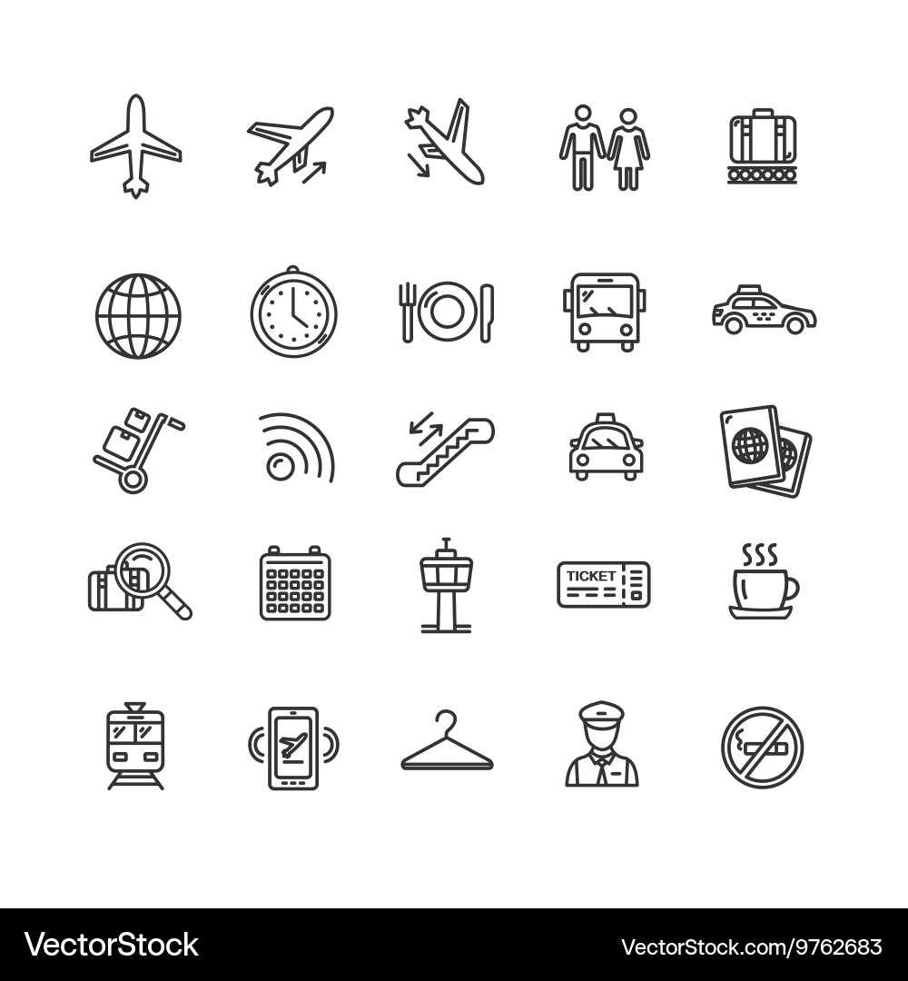 Airport Icon Set Vector Image