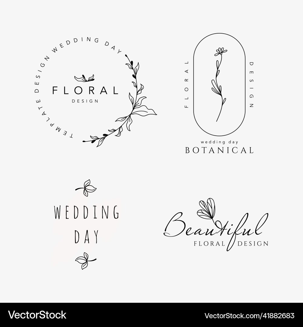 Beautiful outline templates logos with floral Beautiful outline templates logos with floral vector image