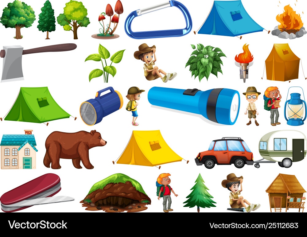 Camping Elements Set Royalty Free Vector Image