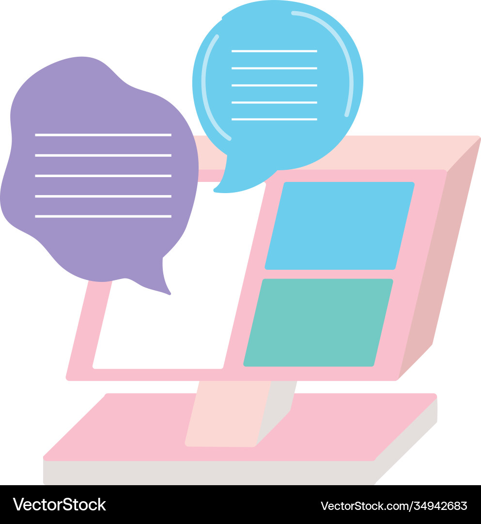 Computer speech bubbles message website isolated vector image