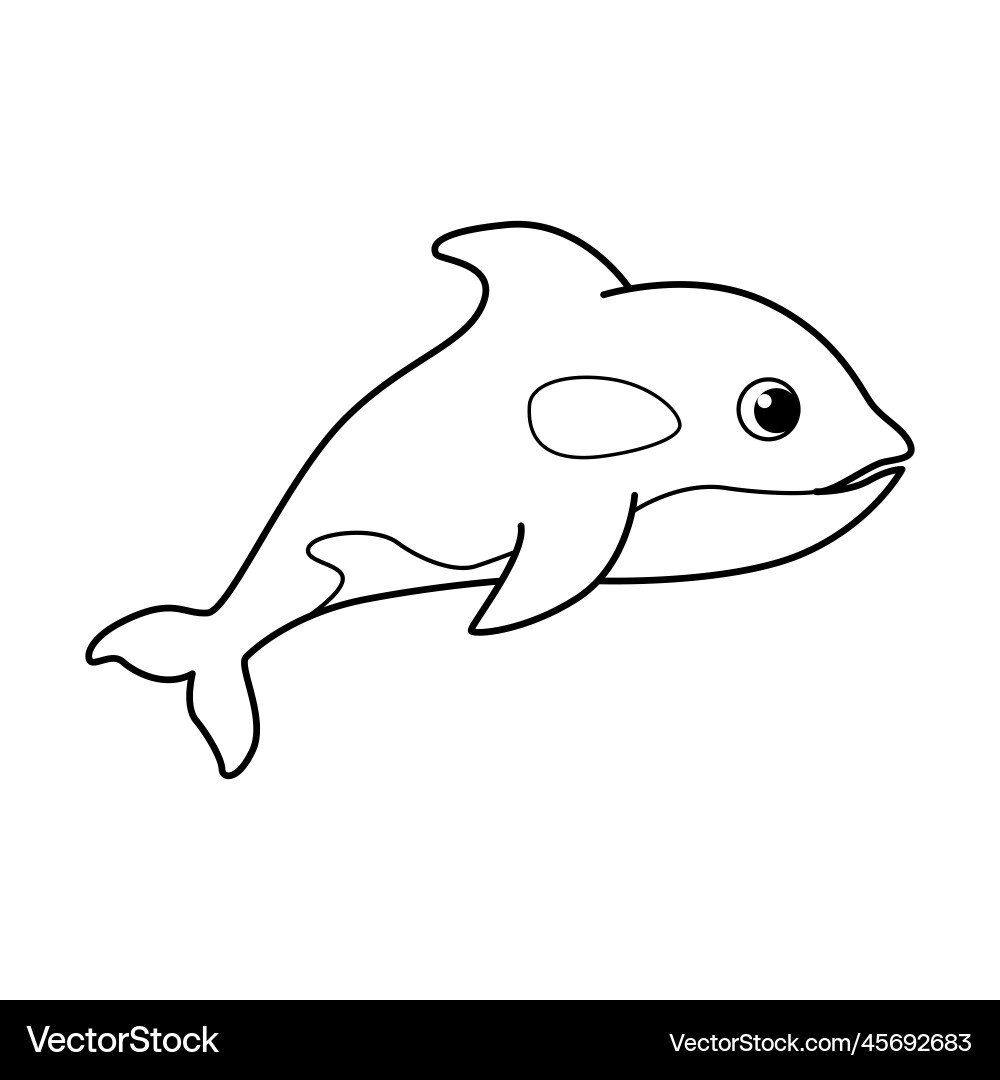 Cute whale fish cartoon coloring page Cute whale fish cartoon coloring page vector image