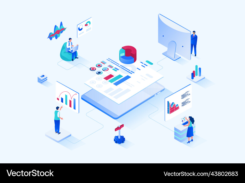 Data analysis 3d isometric web design Data analysis 3d isometric web design vector image