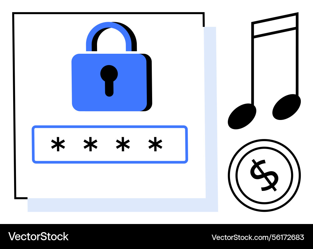 Digital media encryption with password security Vector Image