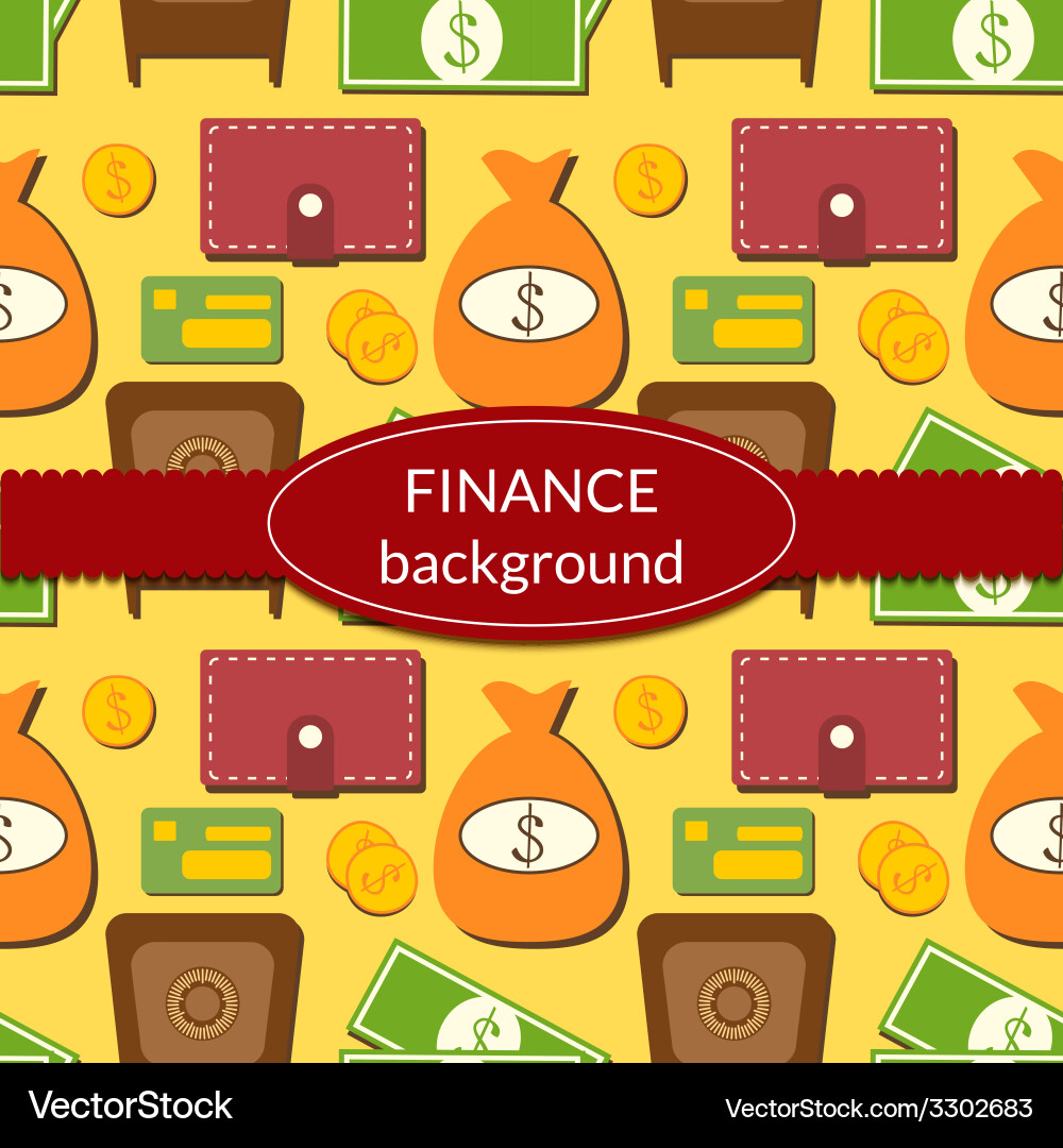 Finance background with objects in flat style vector image